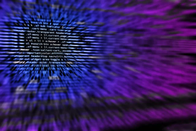 Abstract visual representation of code snippets conveying digital Privacy P security.